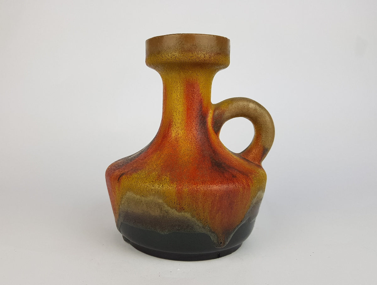 Vintage RERA KERAMIK Orange Yellow Brown Fat Lava Vase West German Pottery 1970s