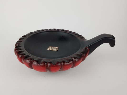 Vintage CARSTENS ATELIER Red and Black Pumpkin Bowl from the LUXUS Series Fat Lava Era West German Pottery 1960s