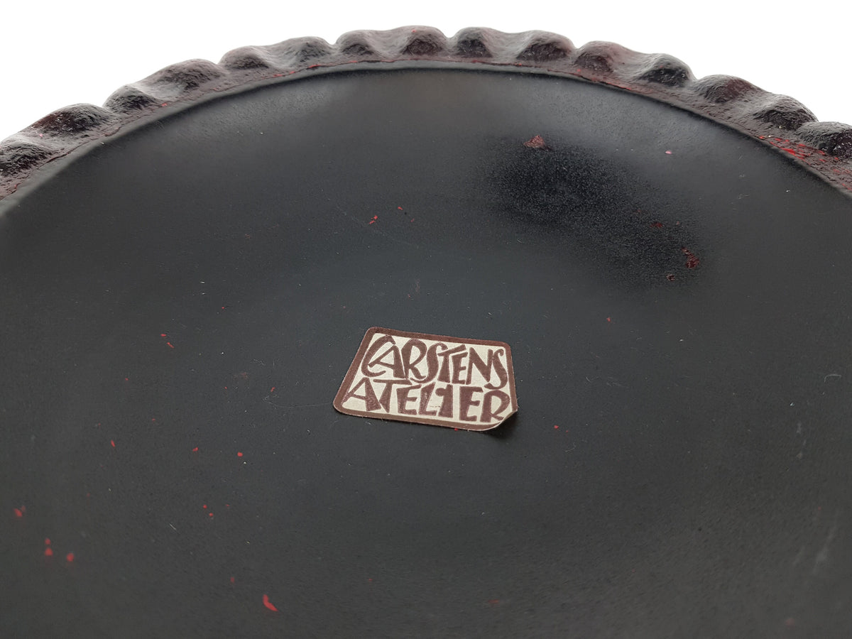 Vintage CARSTENS ATELIER Red and Black Pumpkin Bowl from the LUXUS Series Fat Lava Era West German Pottery 1960s