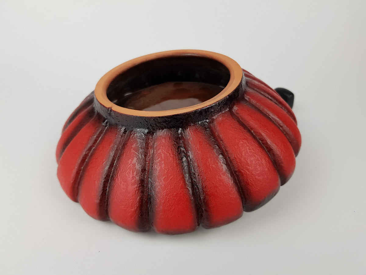 Vintage CARSTENS ATELIER Red and Black Pumpkin Bowl from the LUXUS Series Fat Lava Era West German Pottery 1960s