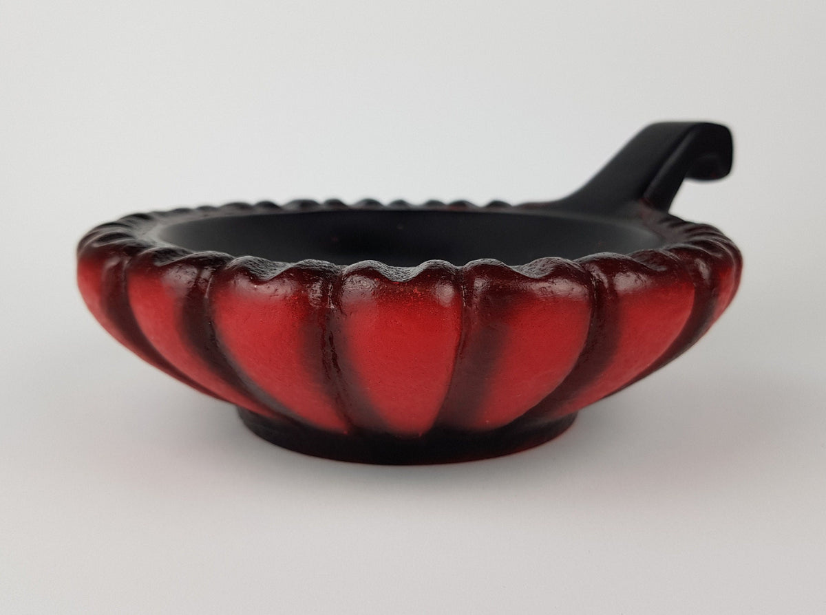 Vintage CARSTENS ATELIER Red and Black Pumpkin Bowl from the LUXUS Series Fat Lava Era West German Pottery 1960s