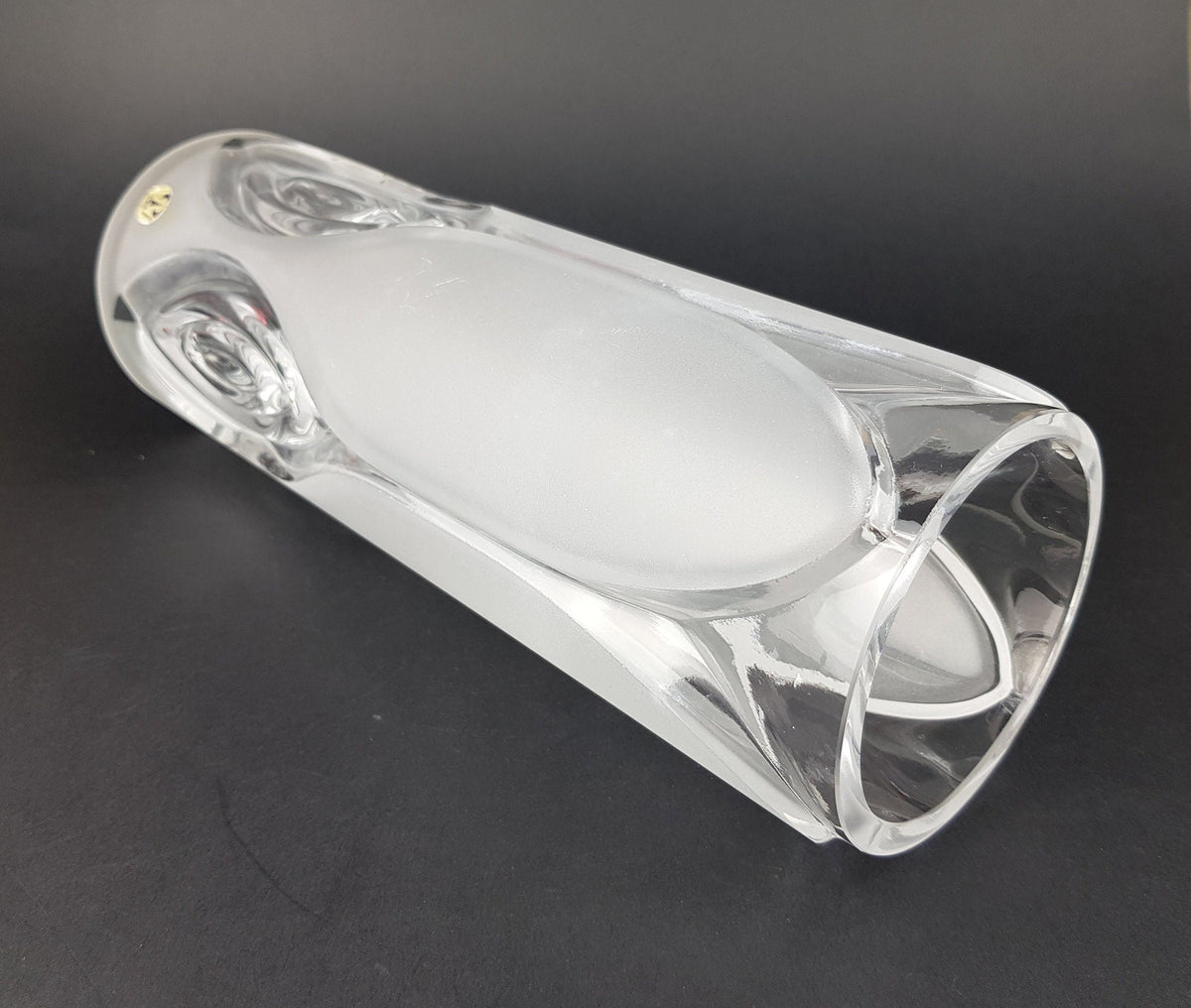 Vintage PEILL UND PUTZLER Frosted Glass Cylinder Vase West Germany 1960s 1970s