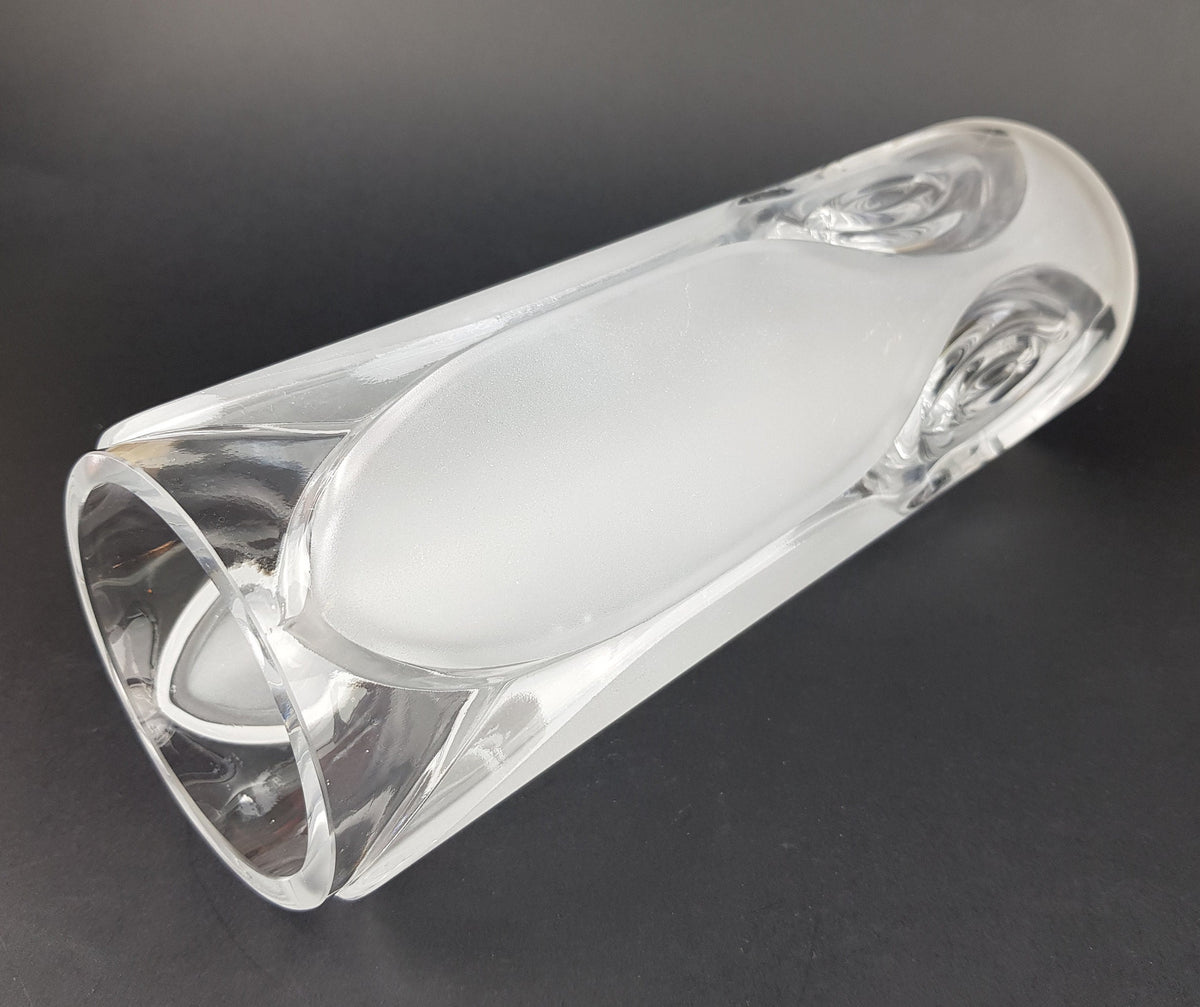 Vintage PEILL UND PUTZLER Frosted Glass Cylinder Vase West Germany 1960s 1970s