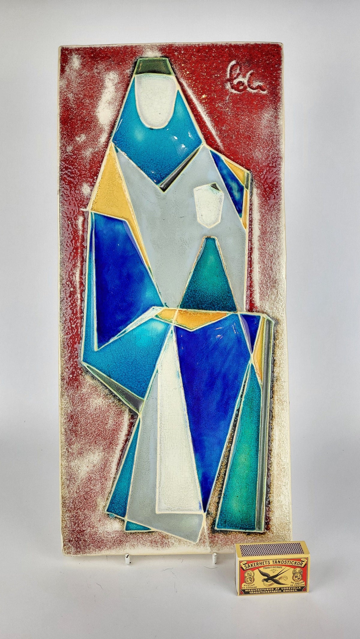 Vintage SCHAFFENACKER ATELIER Studio Art Wall Plate with Madonna decor by Helmut Schaffenacker West German Pottery 1950s