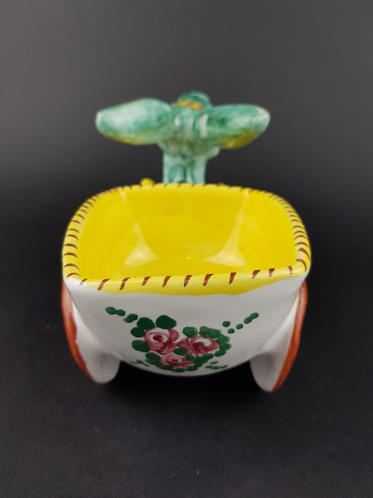 Vintage ARS DERUTA Alla Moda Stylish Donkey with Cart Figurine Planter Italy Ceramiche 1960-70s