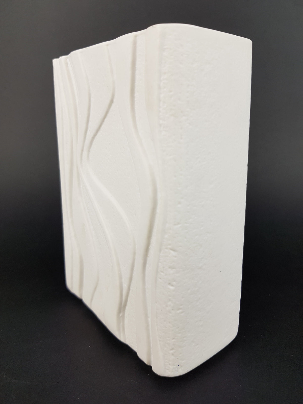 Vintage HEINRICH PORZELLAN GERMANY Rectangular Porcelain Vase With 3D Relief Decor