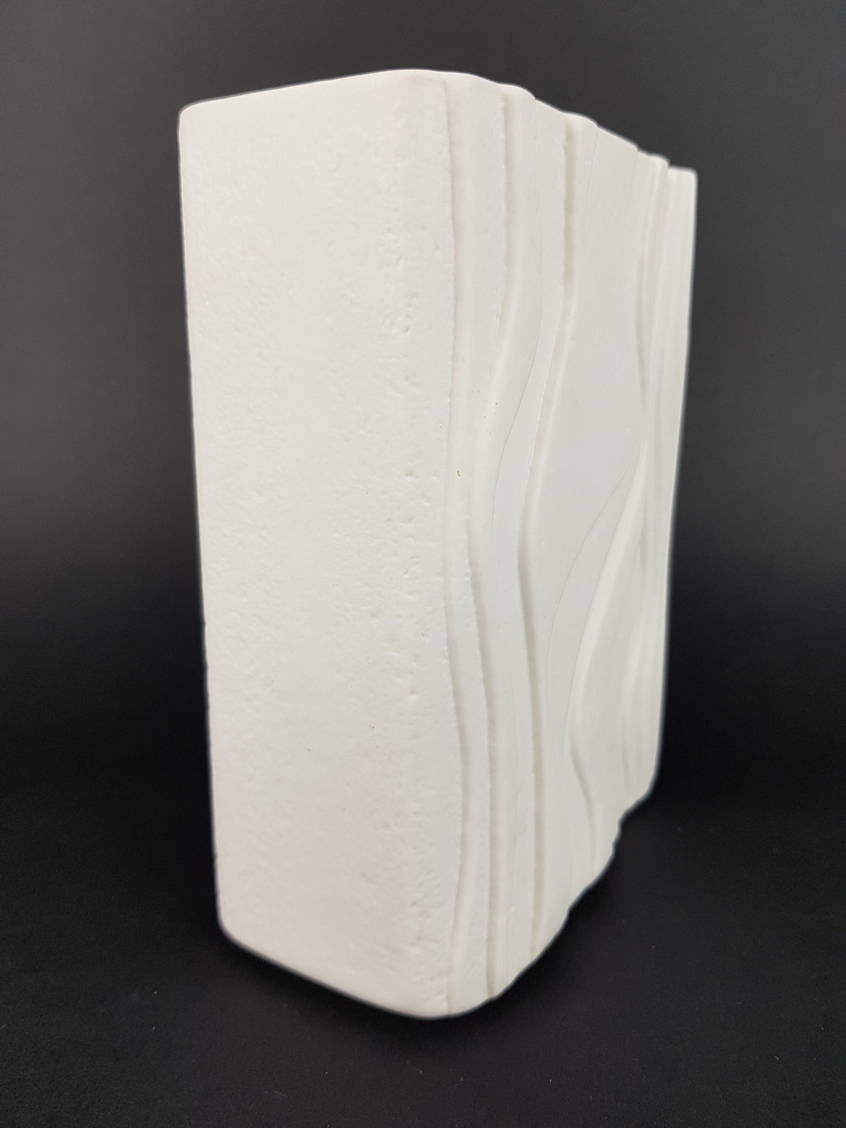 Vintage HEINRICH PORZELLAN GERMANY Rectangular Porcelain Vase With 3D Relief Decor