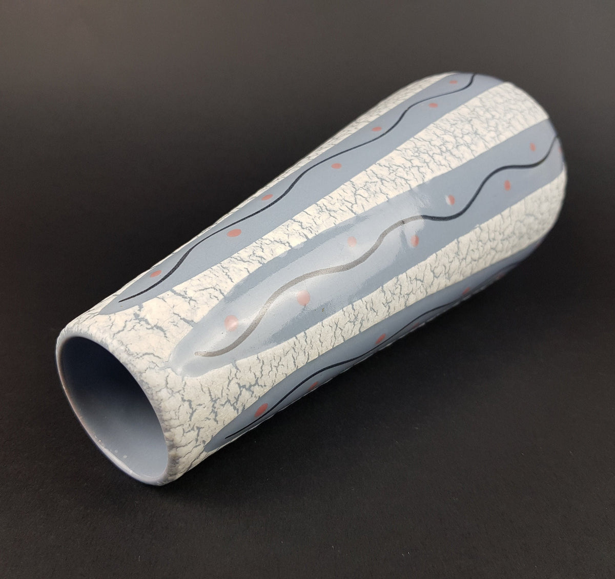 Vintage STEULER KERAMIK Handpainted Grayish Blue Vase 4222/1 West German Pottery 1958s
