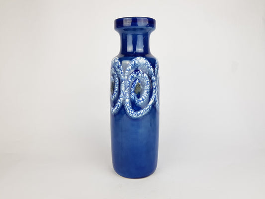 Vintage SCHEURICH KERAMIK Blue Fat Lava Vase 200 28 West German Pottery 1970s