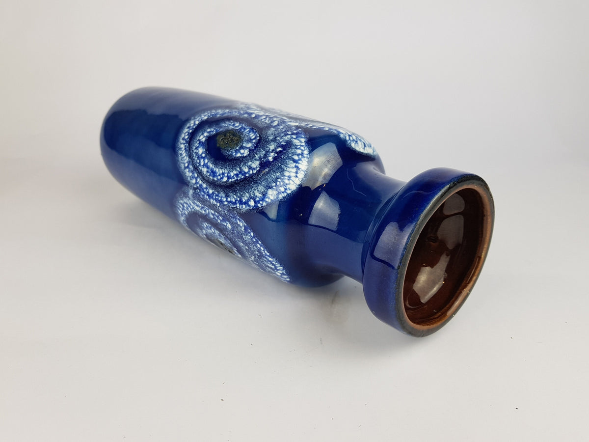 Vintage SCHEURICH KERAMIK Blue Fat Lava Vase 200 28 West German Pottery 1970s