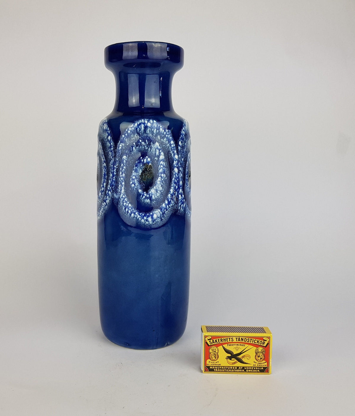 Vintage SCHEURICH KERAMIK Blue Fat Lava Vase 200 28 West German Pottery 1970s