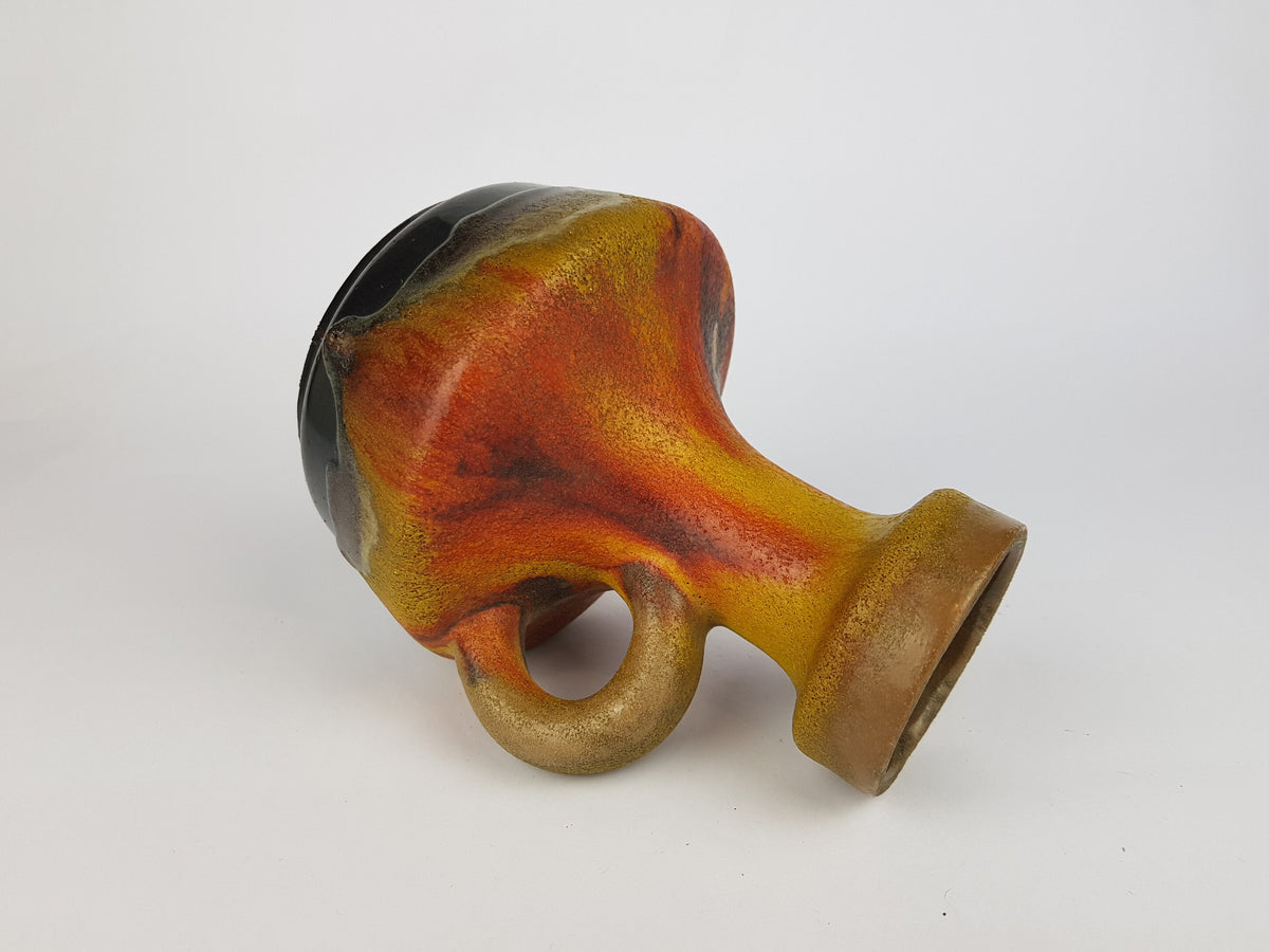 Vintage RERA KERAMIK Orange Yellow Brown Fat Lava Vase West German Pottery 1970s