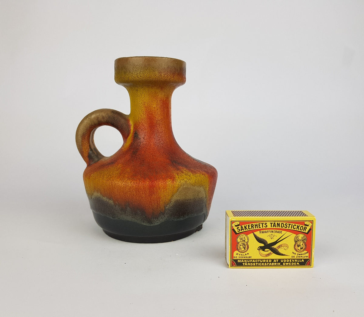 Vintage RERA KERAMIK Orange Yellow Brown Fat Lava Vase West German Pottery 1970s
