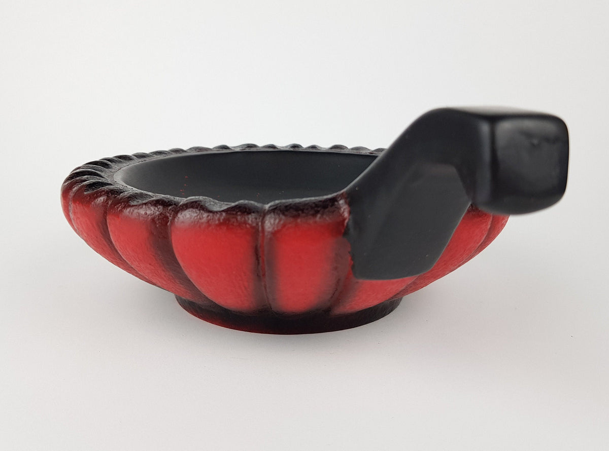 Vintage CARSTENS ATELIER Red and Black Pumpkin Bowl from the LUXUS Series Fat Lava Era West German Pottery 1960s