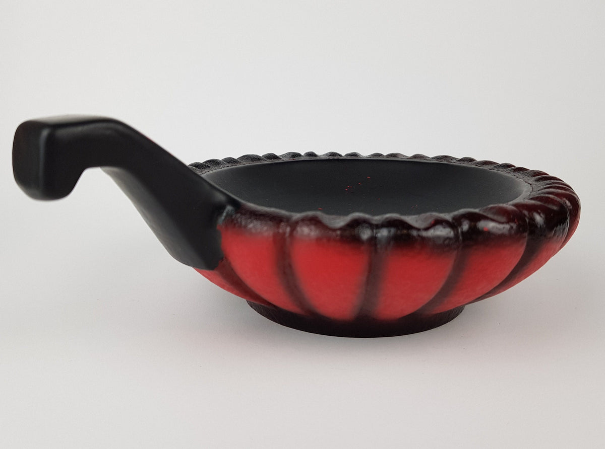 Vintage CARSTENS ATELIER Red and Black Pumpkin Bowl from the LUXUS Series Fat Lava Era West German Pottery 1960s