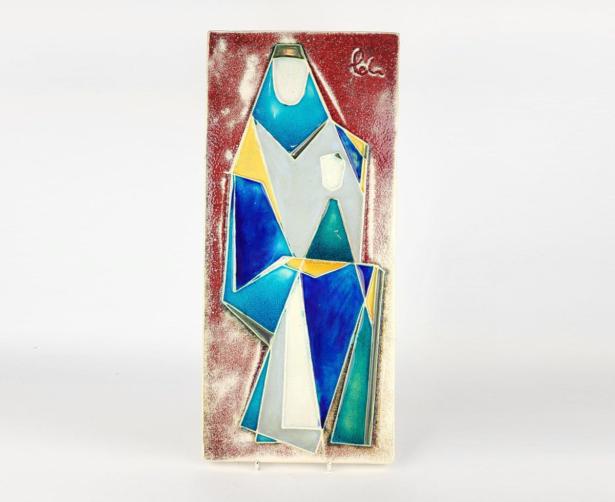 Vintage SCHAFFENACKER ATELIER Studio Art Wall Plate with Madonna decor by Helmut Schaffenacker West German Pottery 1950s