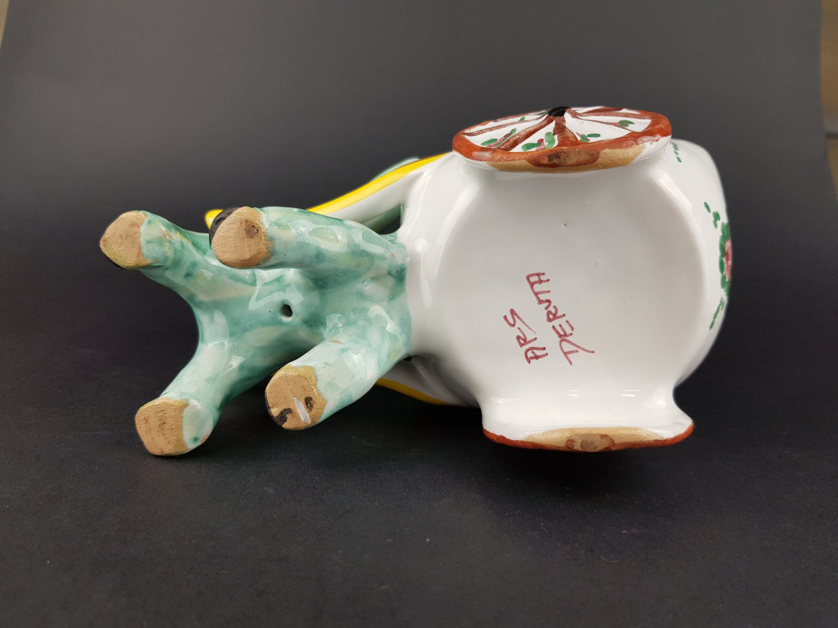 Vintage ARS DERUTA Alla Moda Stylish Donkey with Cart Figurine Planter Italy Ceramiche 1960-70s