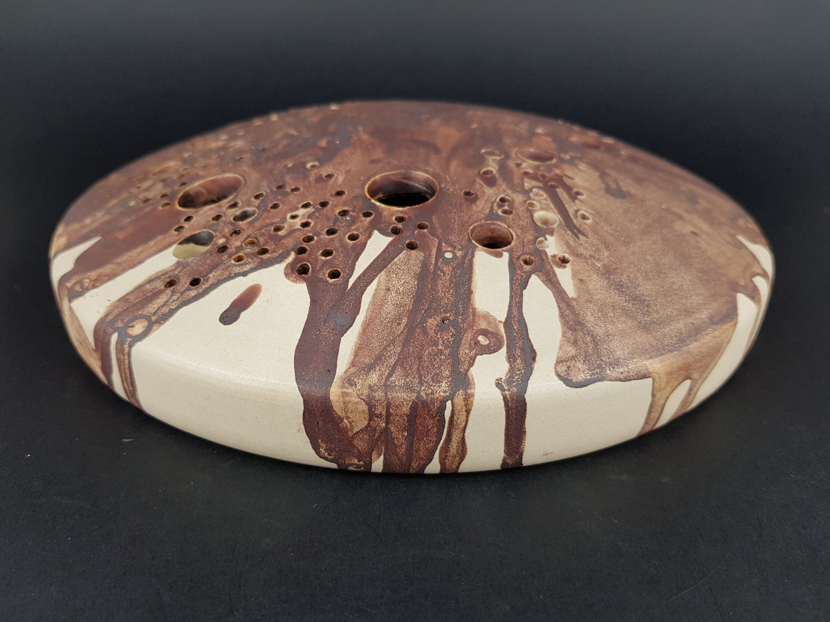 Vintage HEINZ THEO DIETZ Studio Art Pottery Solifleur Disk Vase From Königswinter West Germany 1960s