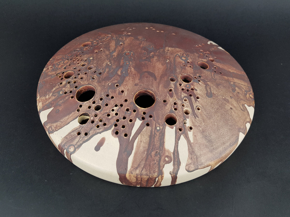 Vintage HEINZ THEO DIETZ Studio Art Pottery Solifleur Disk Vase From Königswinter West Germany 1960s
