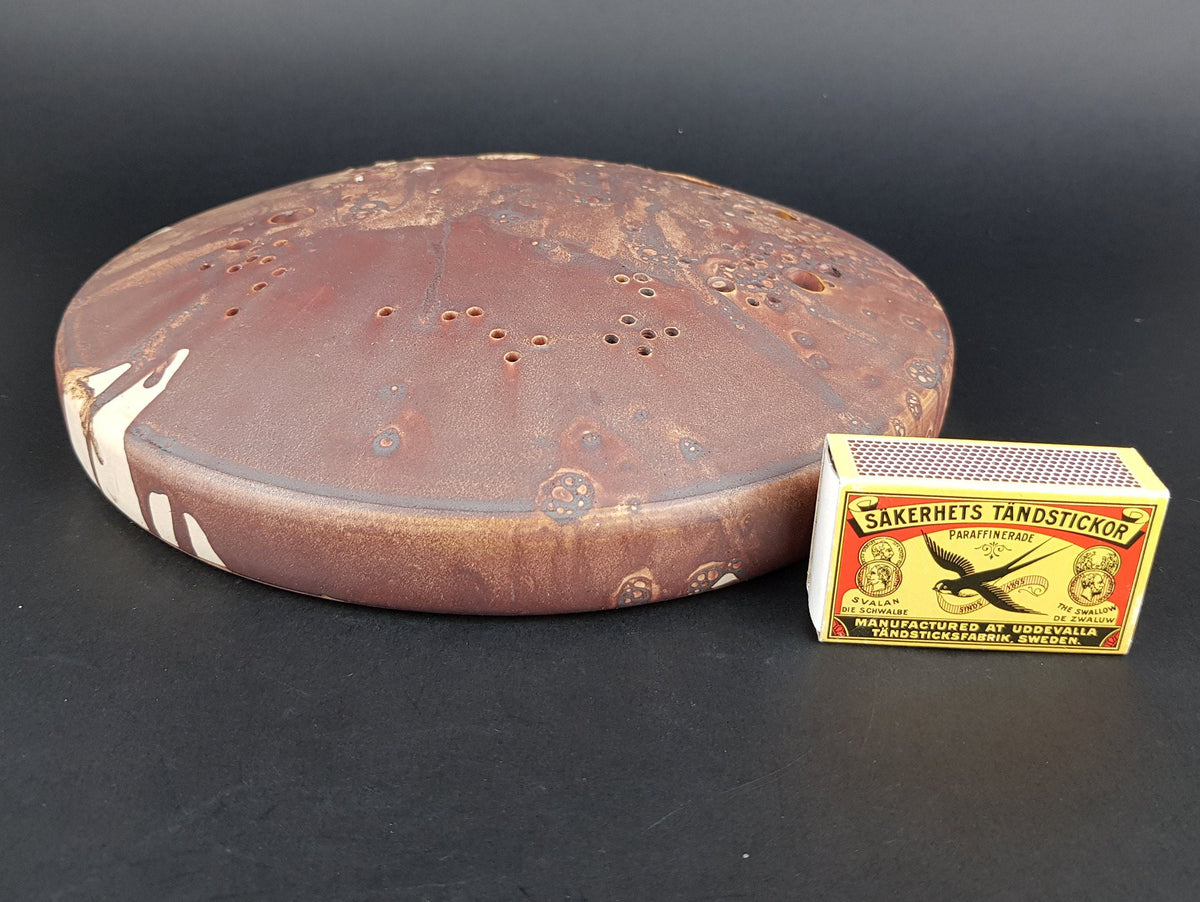 Vintage HEINZ THEO DIETZ Studio Art Pottery Solifleur Disk Vase From Königswinter West Germany 1960s