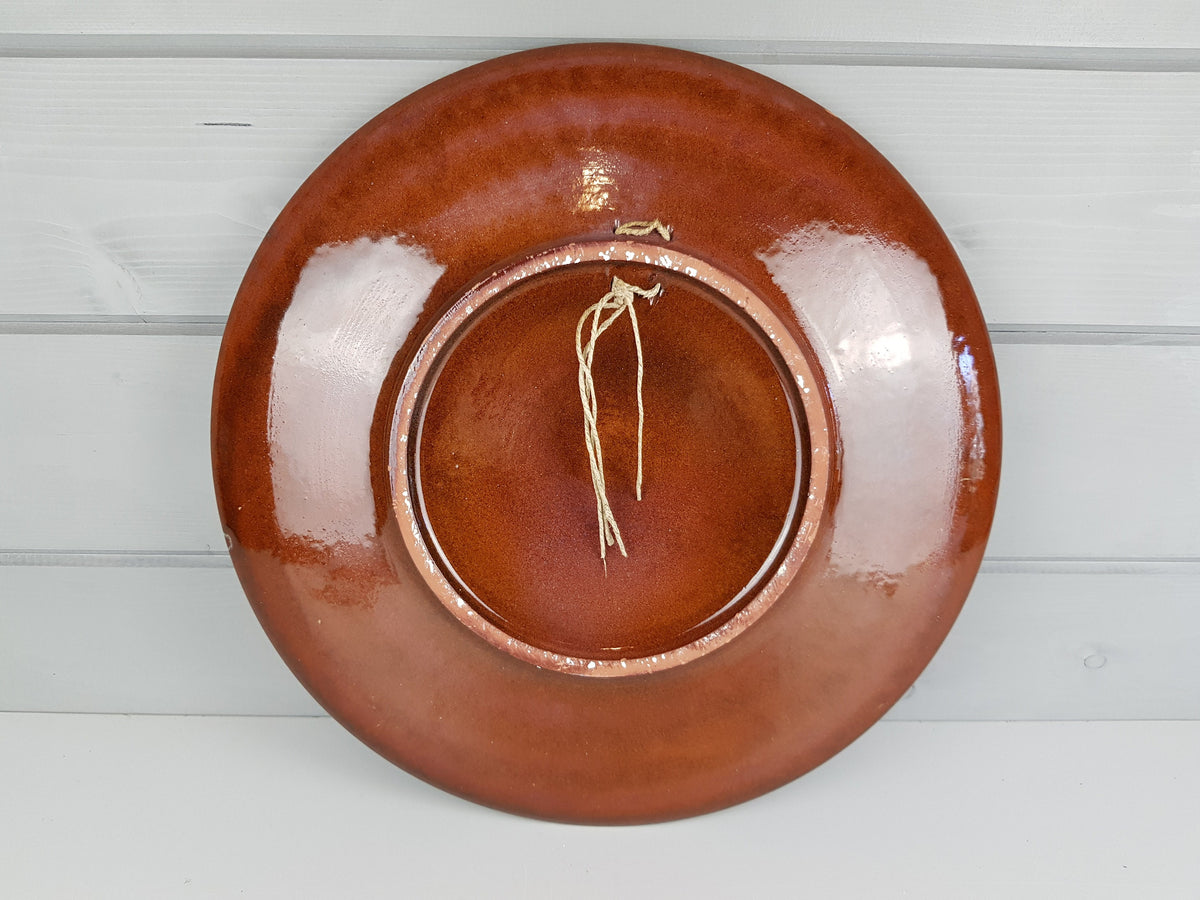 XXL MAREI KERAMIK (Majolikafabrik Rheinbach) Wall Plate Floral Decor West German Pottery 1970s
