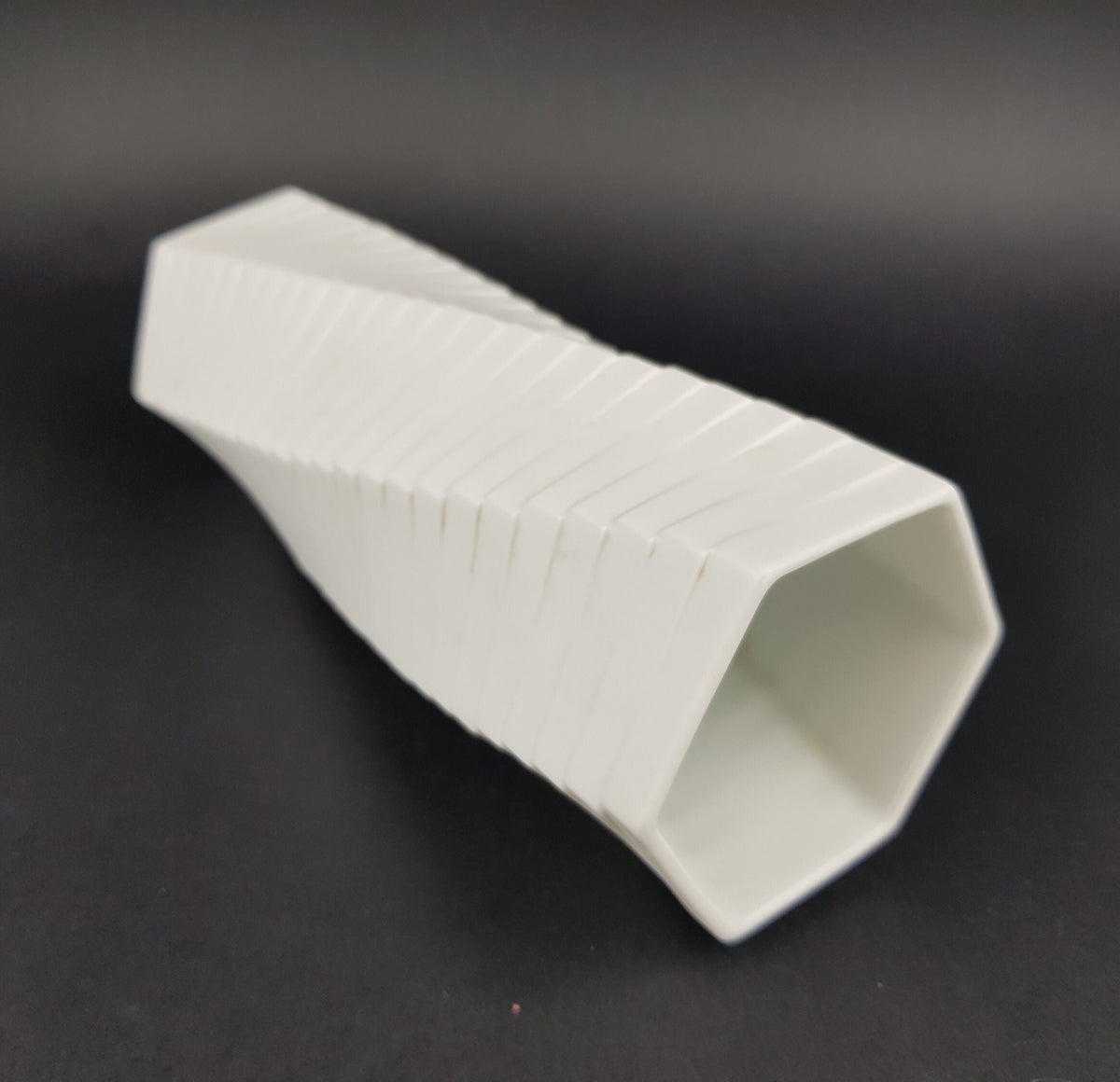 Vintage ROSENTHAL PORZELLAN Studio Linie Bisque Porcelain Op Art Vase by Werner Uhl 1970s