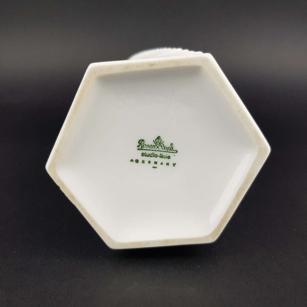 Vintage ROSENTHAL PORZELLAN Studio Linie Bisque Porcelain Op Art Vase by Werner Uhl 1970s