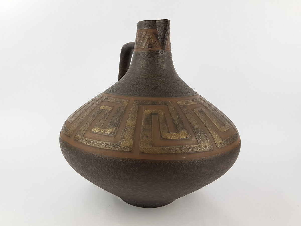 Vintage CERAMANO Brown Vase with AURELIA decor 201 West German Pottery 1960s Fat Lava Era