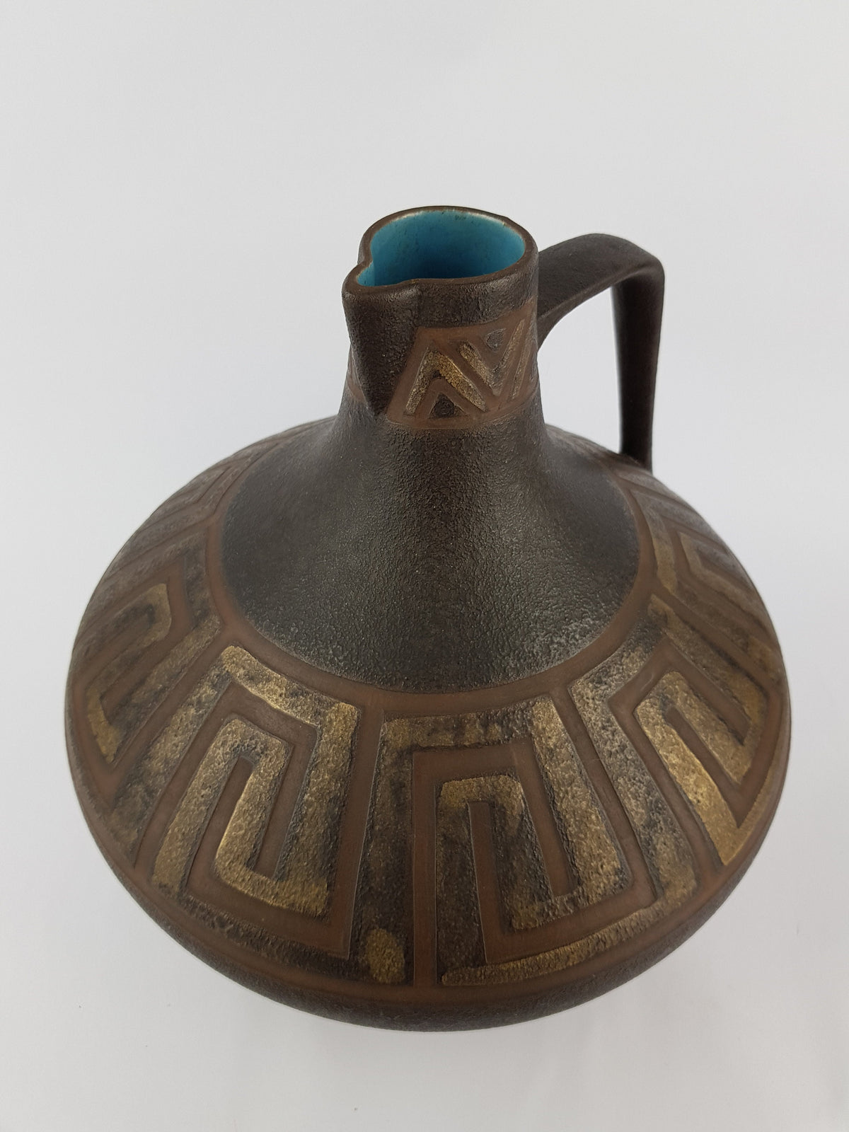 Vintage CERAMANO Brown Vase with AURELIA decor 201 West German Pottery 1960s Fat Lava Era