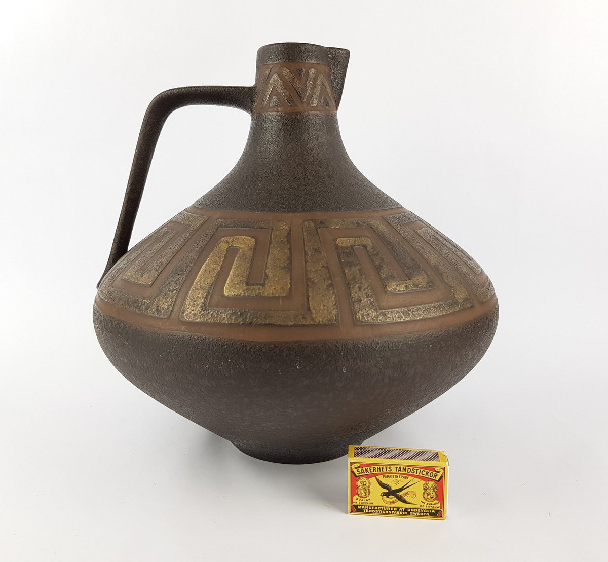 Vintage CERAMANO Brown Vase with AURELIA decor 201 West German Pottery 1960s Fat Lava Era