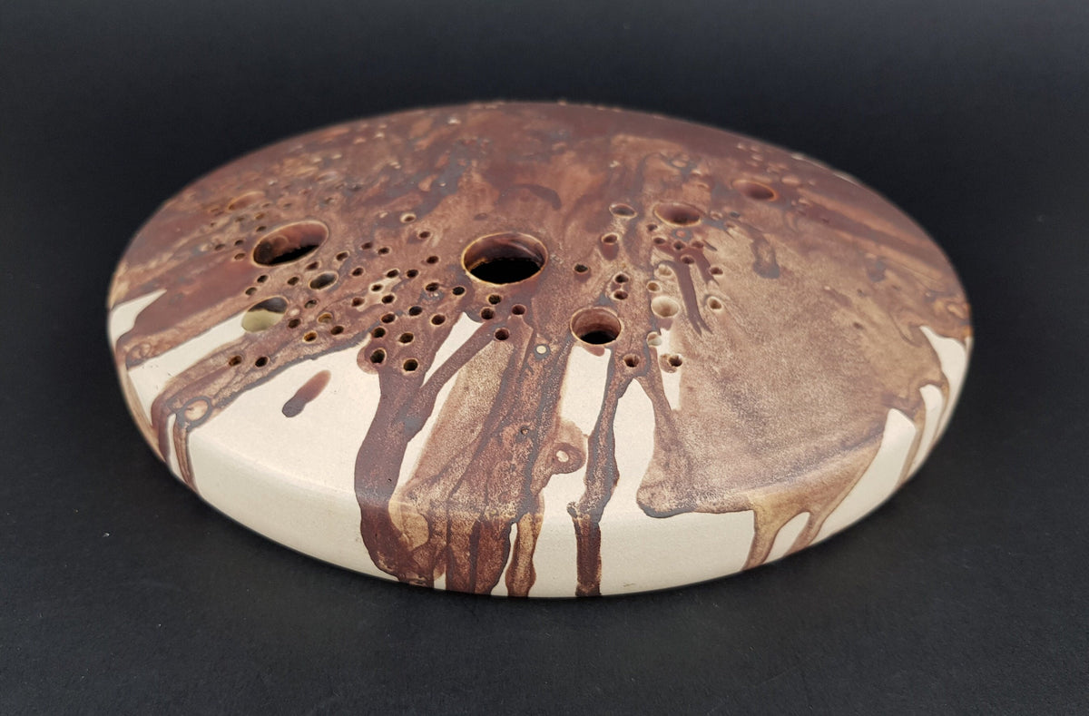 Vintage HEINZ THEO DIETZ Studio Art Pottery Solifleur Disk Vase From Königswinter West Germany 1960s