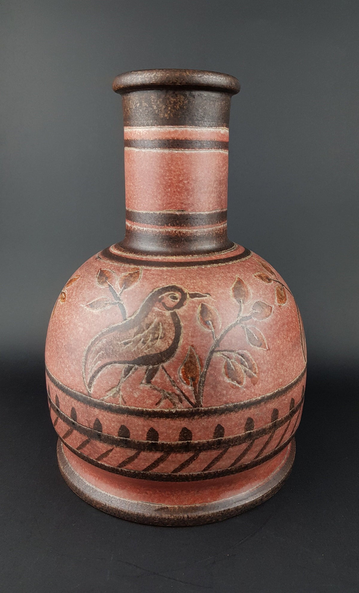 Vintage ITALICA ARS Pink Bird Vase 1520/30 Italian Pottery Florence 1960s