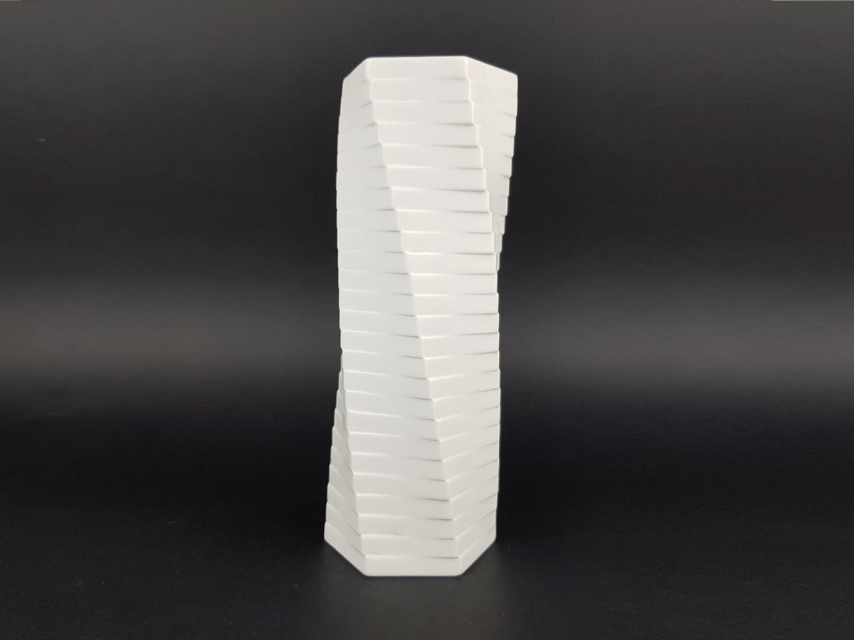 Vintage ROSENTHAL PORZELLAN Studio Linie Bisque Porcelain Op Art Vase by Werner Uhl 1970s