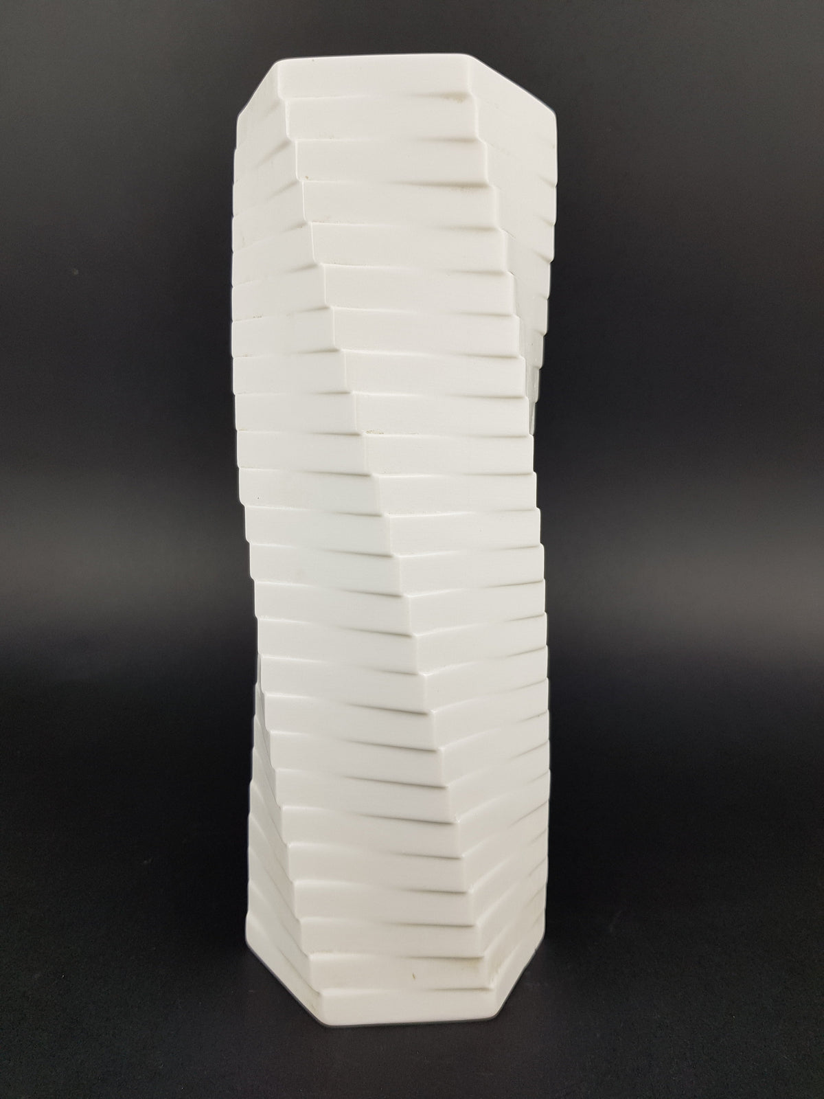Vintage ROSENTHAL PORZELLAN Studio Linie Bisque Porcelain Op Art Vase by Werner Uhl 1970s