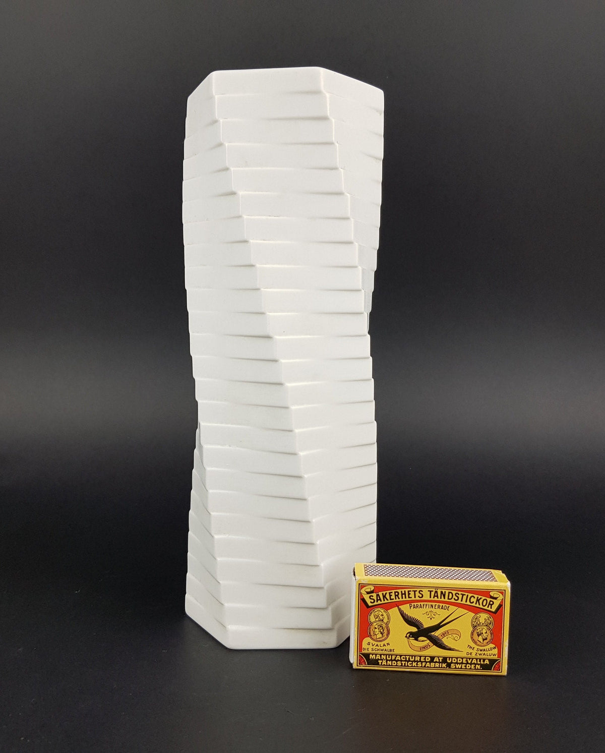 Vintage ROSENTHAL PORZELLAN Studio Linie Bisque Porcelain Op Art Vase by Werner Uhl 1970s