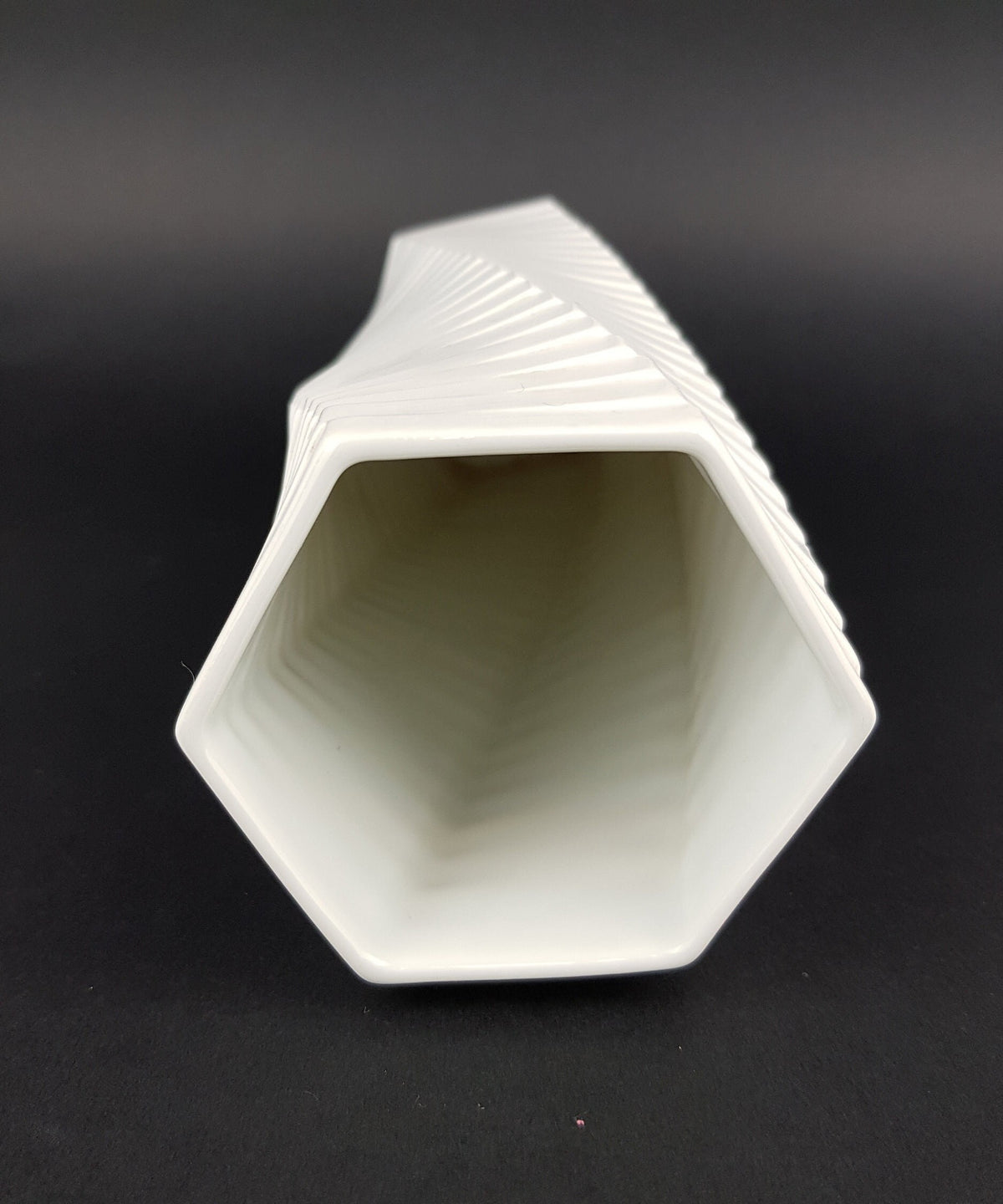 Vintage ROSENTHAL PORZELLAN Studio Linie Bisque Porcelain Op Art Vase by Werner Uhl 1970s