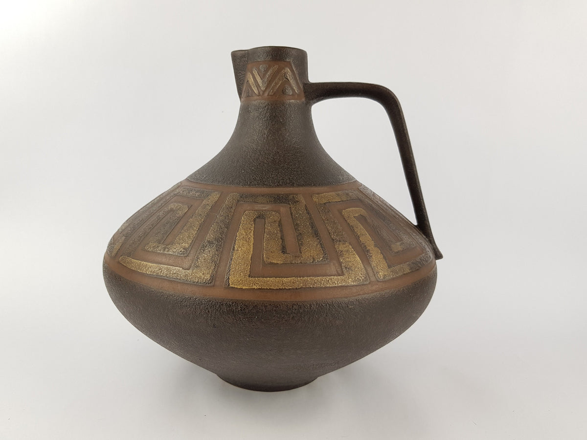 Vintage CERAMANO Brown Vase with AURELIA decor 201 West German Pottery 1960s Fat Lava Era