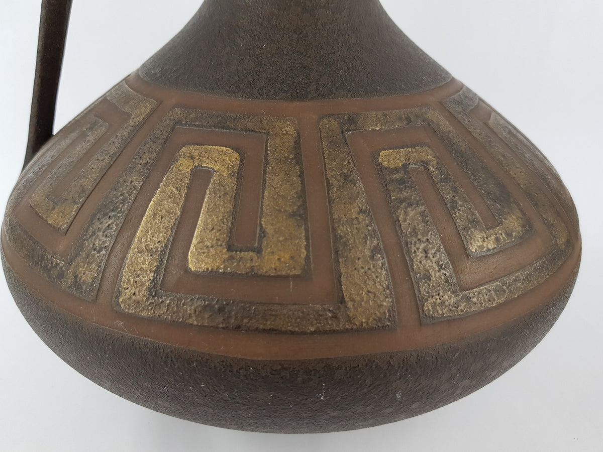 Vintage CERAMANO Brown Vase with AURELIA decor 201 West German Pottery 1960s Fat Lava Era