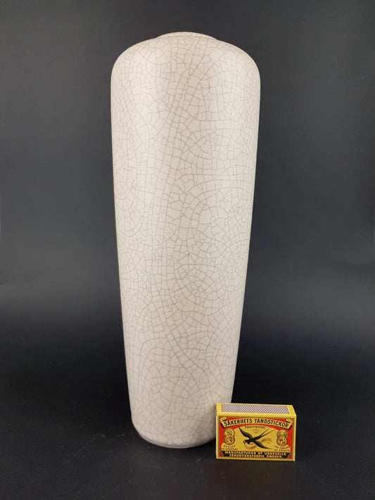 Vintage RUSCHA KERAMIK White Beige Crackle Craquele Vase West German Pottery 1950s