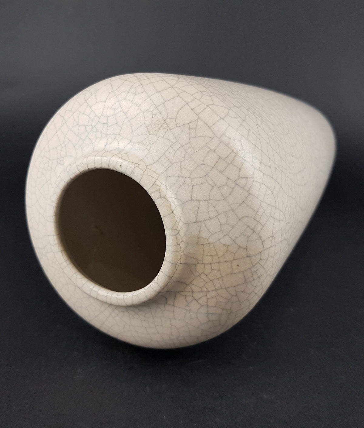 Vintage RUSCHA KERAMIK White Beige Crackle Craquele Vase West German Pottery 1950s