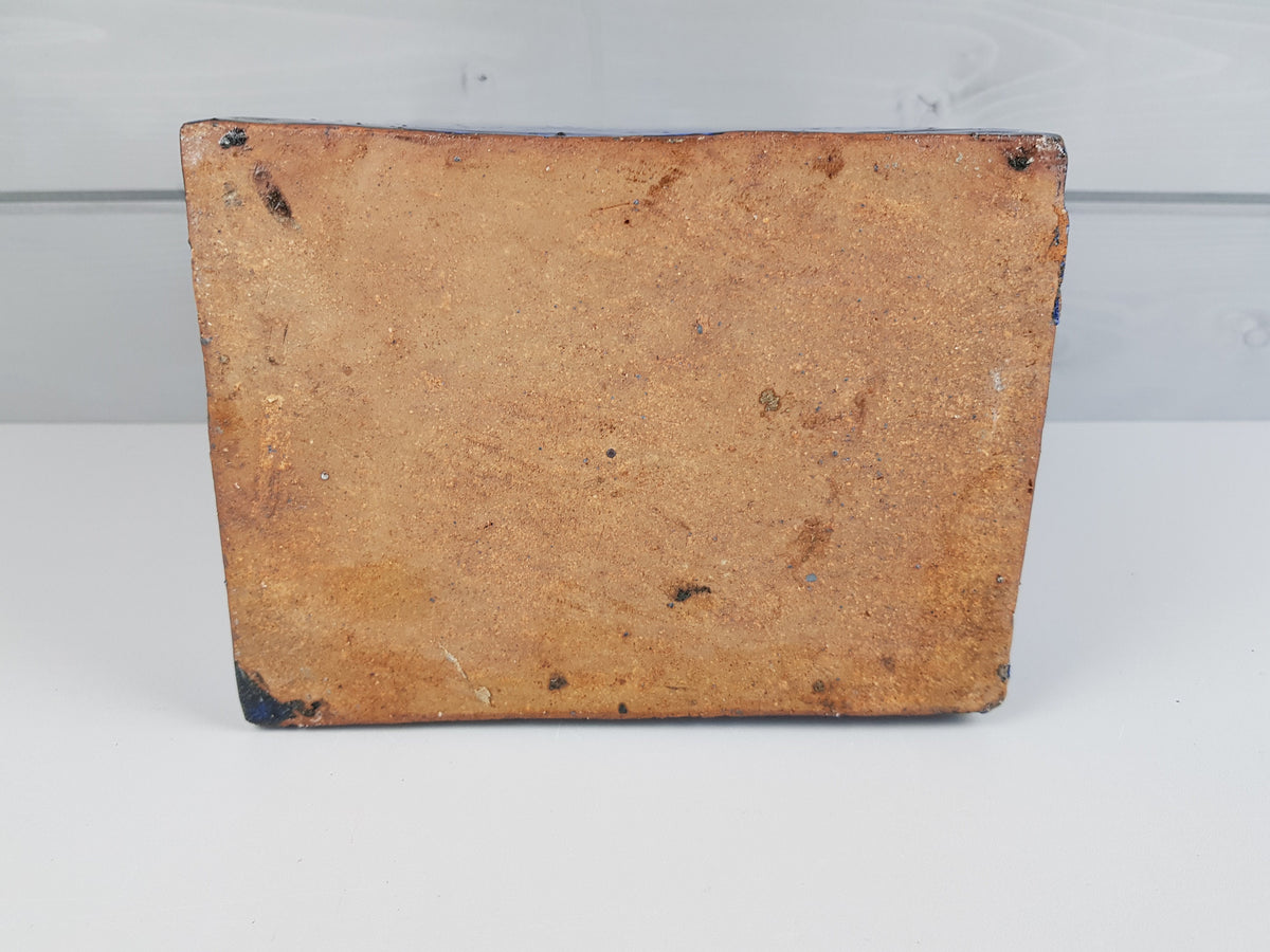 Vintage STUDIO ART POTTERY Square Heavy Blue Vase West Germany