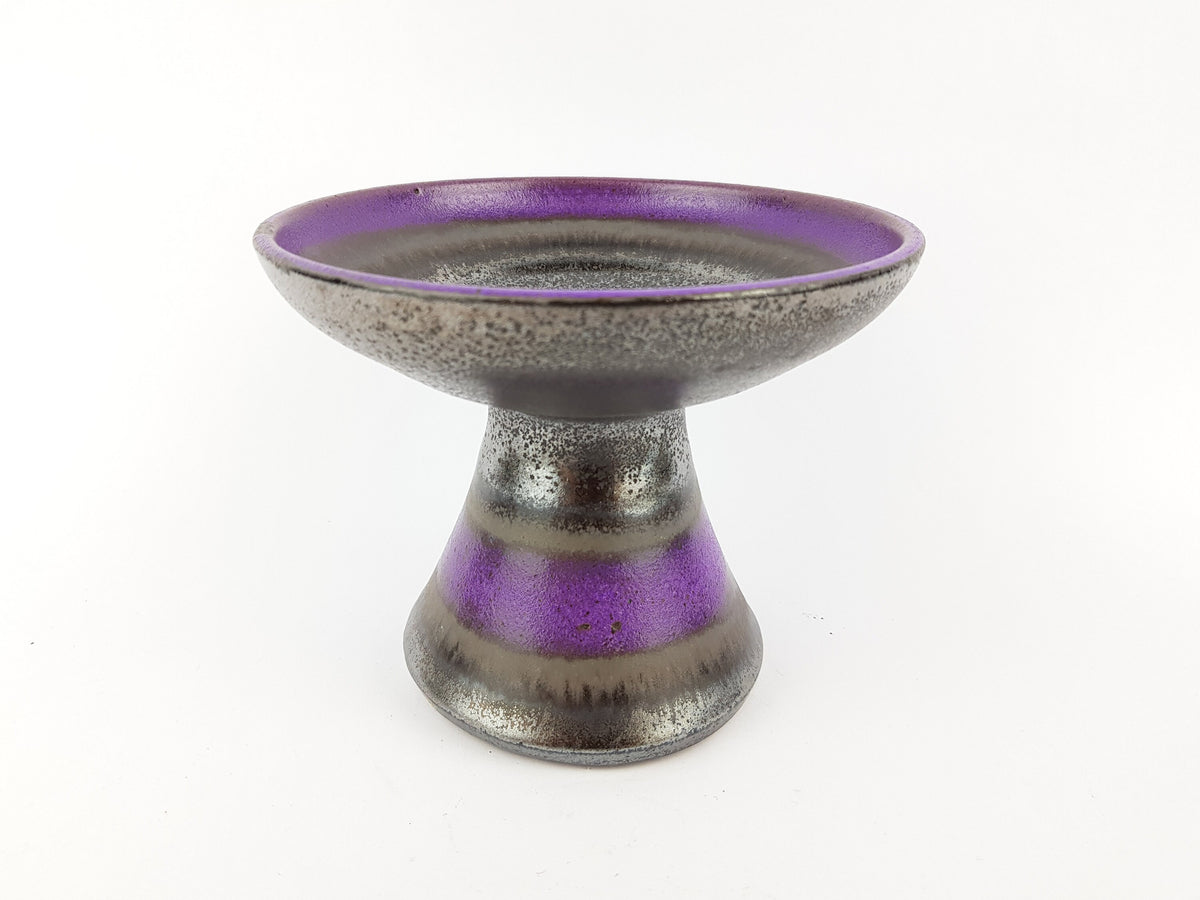 Vintage Danish Purple & Brown Ceramic Candle Holder Mid Century Modern Denmark 1960s 1970s