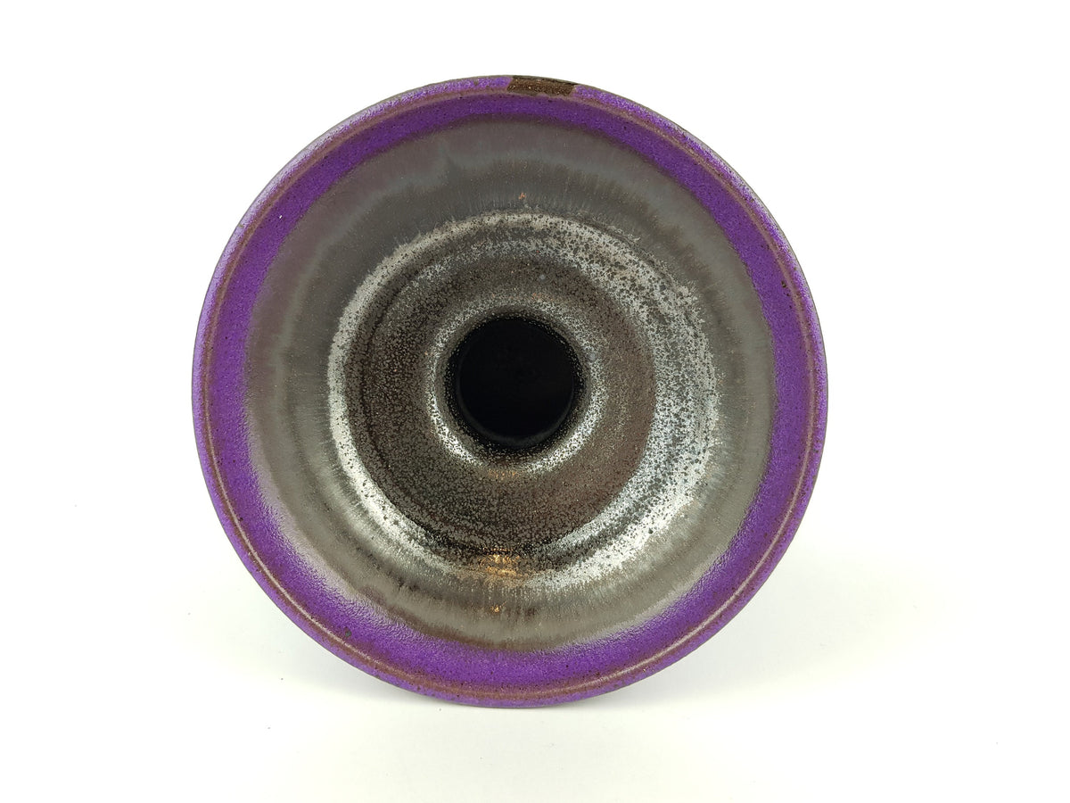Vintage Danish Purple & Brown Ceramic Candle Holder Mid Century Modern Denmark 1960s 1970s
