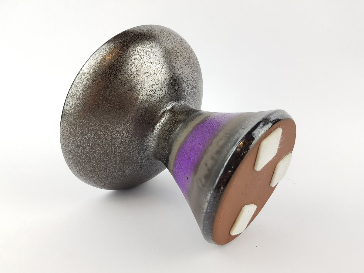 Vintage Danish Purple & Brown Ceramic Candle Holder Mid Century Modern Denmark 1960s 1970s