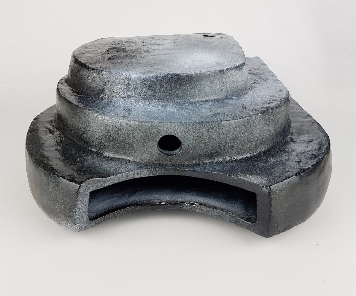 Vintage SCHAFFENACKER Studio Art Pottery Blue Gray Air Brushed Triple Layer Vase V-776/3, West German Pottery, 1970s.