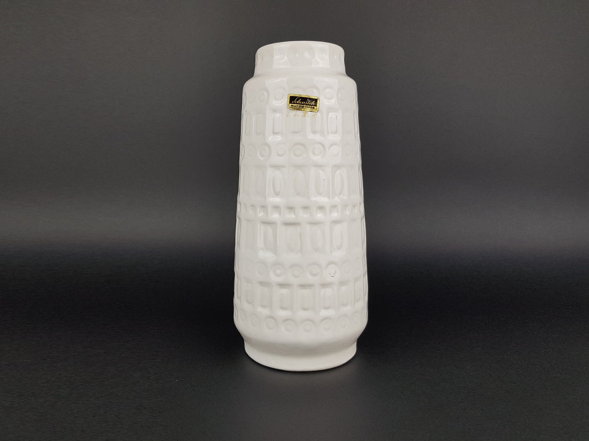 Vintage SCHEURICH KERAMIK White Vase with Inka Decor 260 22 West German Pottery 1970s