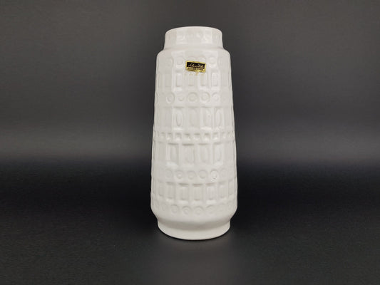 Vintage SCHEURICH KERAMIK White Vase with Inka Decor 260 22 West German Pottery 1970s