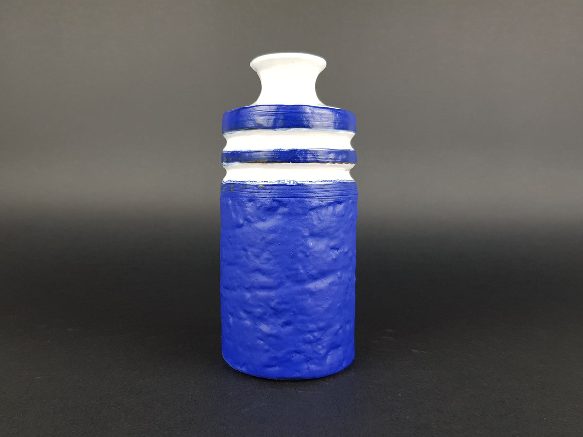 Vintage VEB HALDENSLEBEN Blue and White Vase 3087 East German Pottery 1970s