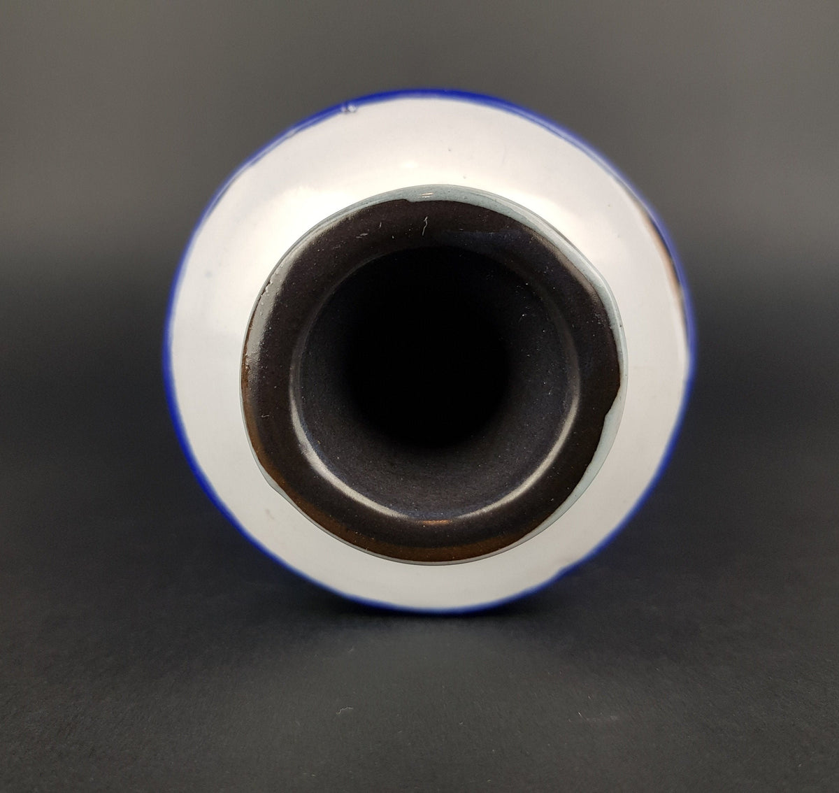 Vintage VEB HALDENSLEBEN Blue and White Vase 3087 East German Pottery 1970s