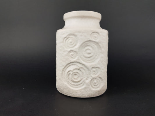 Vintage SCHEURICH KERAMIK White Fat Lava Vase 282 16 with JURA decor West German Pottery 1970s